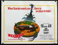d532 SCORPIO style B half-sheet movie poster '73 Burt Lancaster, Alain Delon