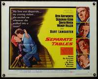 d537 SEPARATE TABLES half-sheet movie poster '58 Rita Hayworth, Lancaster