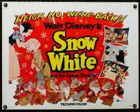 d572 SNOW WHITE & THE SEVEN DWARFS half-sheet movie poster R58 Disney
