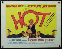 d577 SOME LIKE IT HOT half-sheet movie poster '59 Marilyn Monroe is HOT!