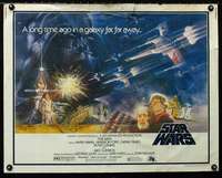 d593 STAR WARS half-sheet movie poster '77 George Lucas classic, Jung art!