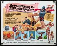 d603 SUPERSTOOGES VS THE WONDERWOMEN half-sheet movie poster '74 wacky!
