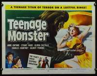 d615 TEENAGE MONSTER half-sheet movie poster '57 Anne Gwynne, horror!
