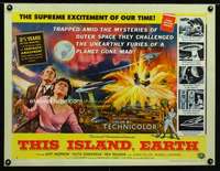 d632 THIS ISLAND EARTH half-sheet movie poster '55 sci-fi classic, Morrow