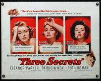 d633 THREE SECRETS half-sheet movie poster '50 Eleanor Parker, Neal