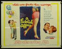 d636 TICKLISH AFFAIR half-sheet movie poster '63 Shirley Jones, Gig Young