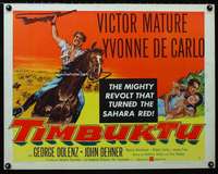 d639 TIMBUKTU style B half-sheet movie poster '59 Victor Mature, De Carlo