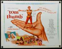 d644 TOM THUMB style B half-sheet movie poster '58 George Pal, tiny Russ Tamblyn!