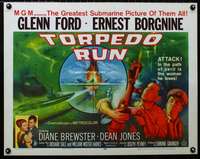 d649 TORPEDO RUN style B half-sheet movie poster '58 Glenn Ford, Borgnine