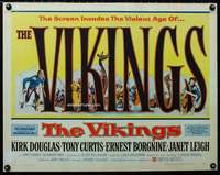 d675 VIKINGS style A half-sheet movie poster '58 Douglas, Curtis, Leigh