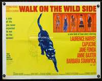 d684 WALK ON THE WILD SIDE half-sheet movie poster '62 Jane Fonda, Harvey