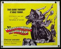 d692 WEREWOLVES ON WHEELS half-sheet movie poster '71 wild wolfman biker!