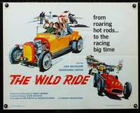 d705 WILD RIDE half-sheet movie poster '60 hot rod racing, Jack Nicholson!
