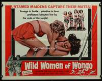 d709 WILD WOMEN OF WONGO half-sheet movie poster '58 sexy untamed maidens!