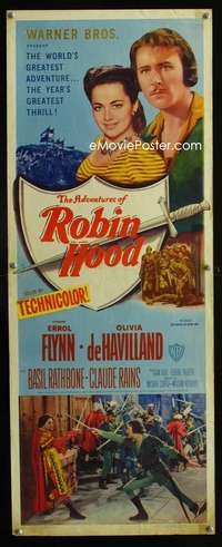 f017 ADVENTURES OF ROBIN HOOD insert movie poster R48 Errol Flynn