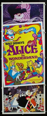 f023 ALICE IN WONDERLAND insert movie poster R81 Walt Disney