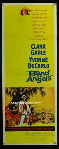 f048 BAND OF ANGELS insert movie poster '57 Clark Gable, De Carlo