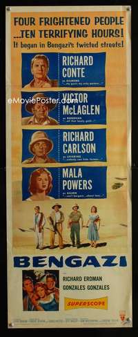 f055 BENGAZI insert movie poster '55 Richard Conte, Victor McLaglen