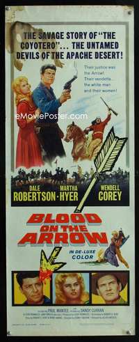 f070 BLOOD ON THE ARROW insert movie poster '64 Dale Robertson, Hyer