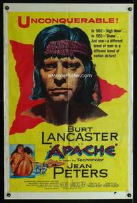 h055 APACHE one-sheet movie poster '54 Native American Burt Lancaster!