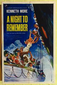 h565 NIGHT TO REMEMBER one-sheet movie poster '58 English Titanic bio!