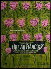 m545 ARMY GAME French one-panel movie poster '60 Francois Truffaut, Cabu art!