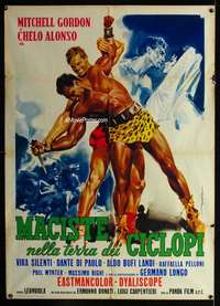 m133 ATLAS AGAINST THE CYCLOPS Italian one-panel movie poster '61 Deseta art