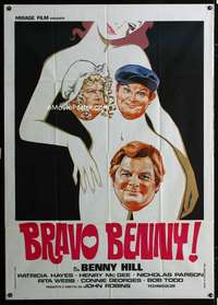 m135 BEST OF BENNY HILL Italian one-panel movie poster '74 sexy artwork!