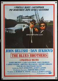 m137 BLUES BROTHERS Italian one-panel movie poster '80 John Belushi, Aykroyd