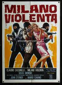 m185 MILANO VIOLENTA Italian one-panel movie poster '76 powerful artwork!