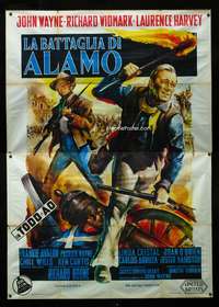 m003 ALAMO Italian two-panel movie poster '60 John Wayne, Biffignanti art!
