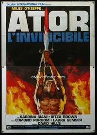 m009 ATOR Italian two-panel movie poster '82 really cool fantasy artwork!