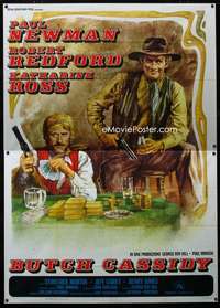 m016 BUTCH CASSIDY & THE SUNDANCE KID Italian two-panel movie poster R70s