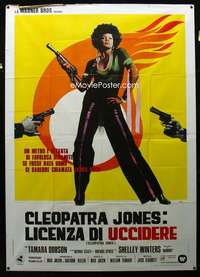 m021 CLEOPATRA JONES Italian two-panel movie poster '73 Ferrini artwork!