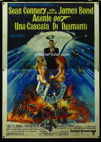 m028 DIAMONDS ARE FOREVER Italian two-panel movie poster '71 Connery as Bond!