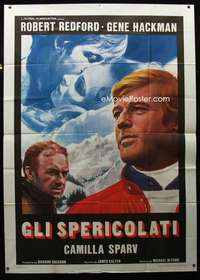 m031 DOWNHILL RACER Italian two-panel movie poster R70s Redford, Hackman