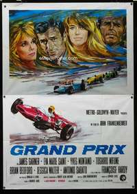 m042 GRAND PRIX Italian two-panel movie poster '67 James Garner, car racing!
