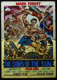 m043 HERCULES AGAINST THE SONS OF THE SUN Italian two-panel movie poster '64