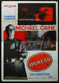 m047 IPCRESS FILE Italian two-panel movie poster '65 Michael Caine as a spy!