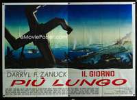 m055 LONGEST DAY Italian two-panel movie poster '62 different Manno art!