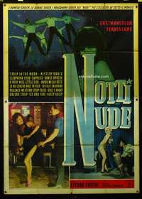 m065 NOTTI NUDE Italian two-panel movie poster '63 sexy exotic dancers!