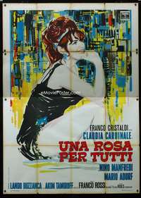 m075 ROSE FOR EVERYONE Italian two-panel movie poster '67 Cardinale by Brini