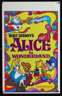 m236 ALICE IN WONDERLAND window card movie poster R74 Disney, psychedelic!