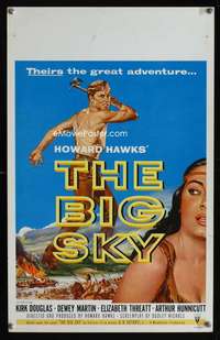 m258 BIG SKY window card movie poster '52 Kirk Douglas, Howard Hawks