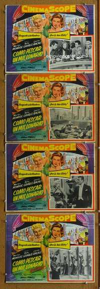 p155 HOW TO MARRY A MILLIONAIRE 4 Mexican movie lobby cards '53 Monroe