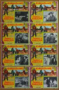 p144 TALL MEN 8 Mexican movie lobby cards '55 Clark Gable, Jane Russell