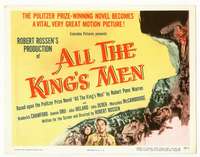 r208 ALL THE KING'S MEN movie title lobby card '50 Huey Long biography!