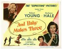 r212 AND BABY MAKES THREE movie title lobby card '49 Robert Young, Hale