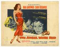 r213 ANGEL WORE RED movie title lobby card '60 sexy Ava Gardner, Bogarde