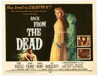 r218 BACK FROM THE DEAD movie title lobby card '57 Peggie Castle, horror!